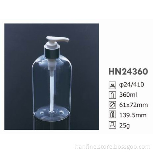 360ML Factory Wholesale empty plastic PET shampoo bottles